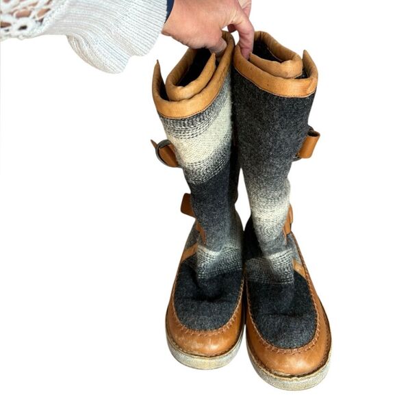 Sorel Chipahko Blanket Hawk Wool Winter Boots Leather Trim Womens Size 9.5 - Picture 5 of 10